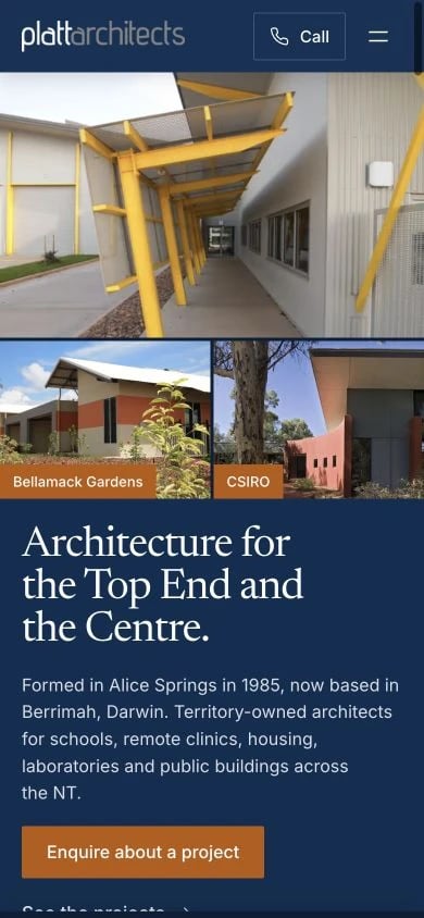 Platt Architects concept at mobile width