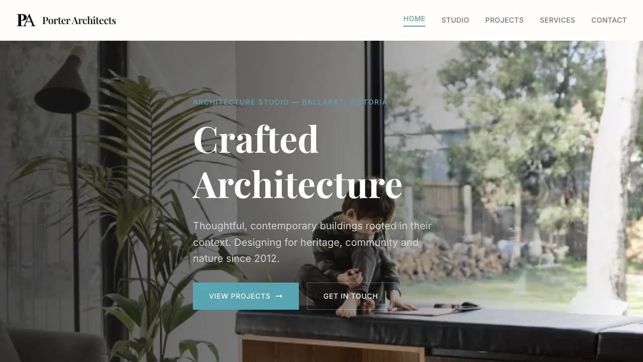 Porter Architects website redesign concept