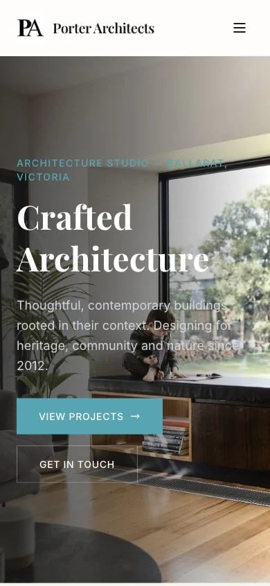 Porter Architects concept at mobile width