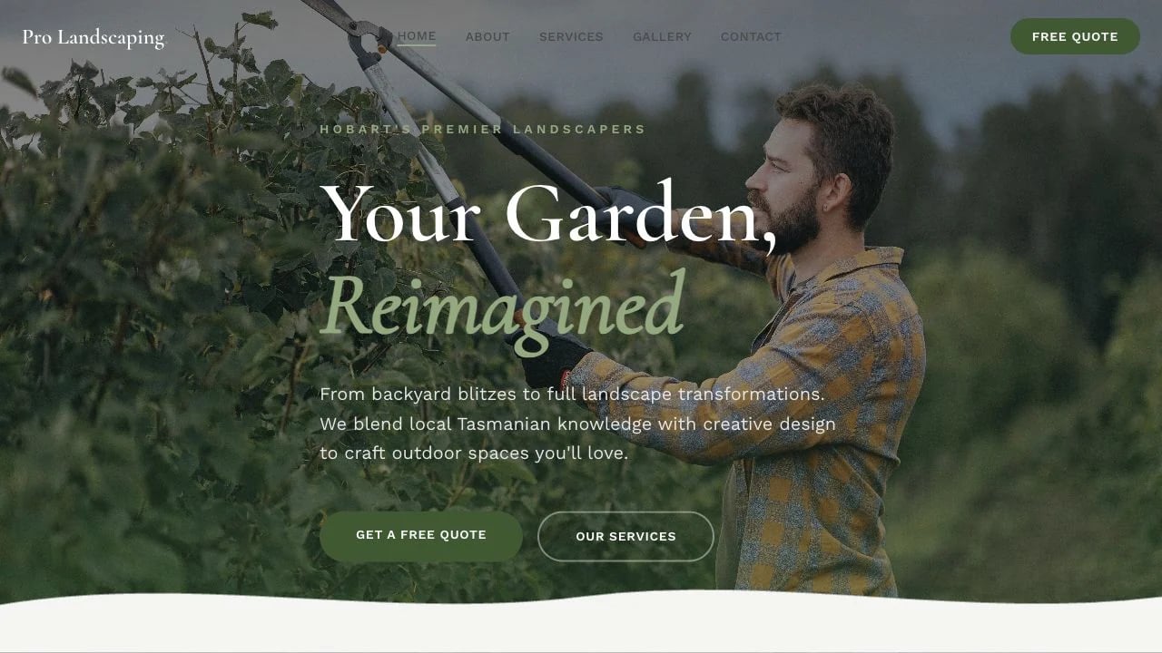 Pro Landscaping Hobart website redesign concept