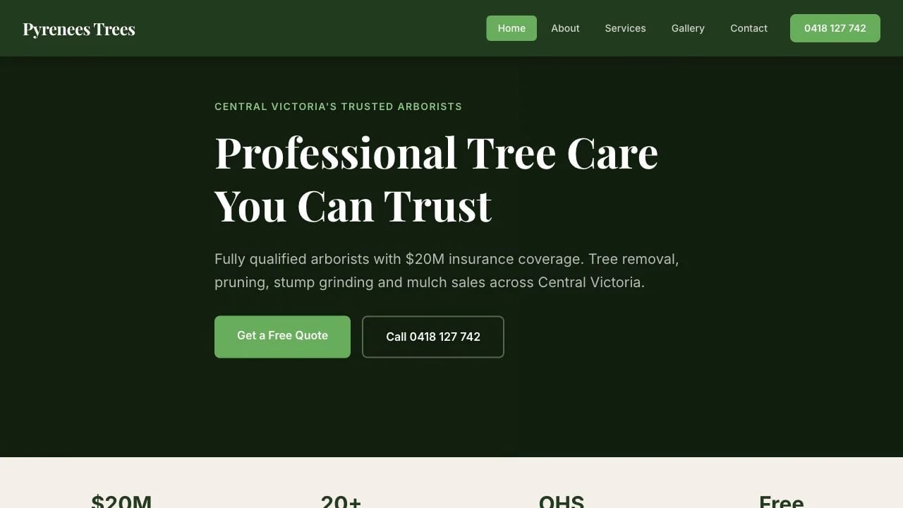 Pyrenees Trees website redesign concept