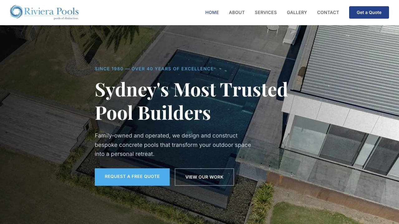 Riviera Pools website redesign concept