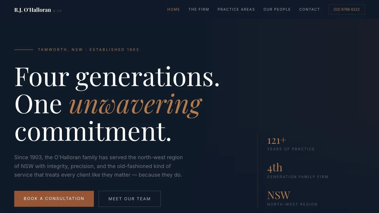 R.J. O'Halloran & Co website redesign concept