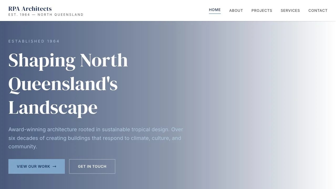 RPA Architects website redesign concept