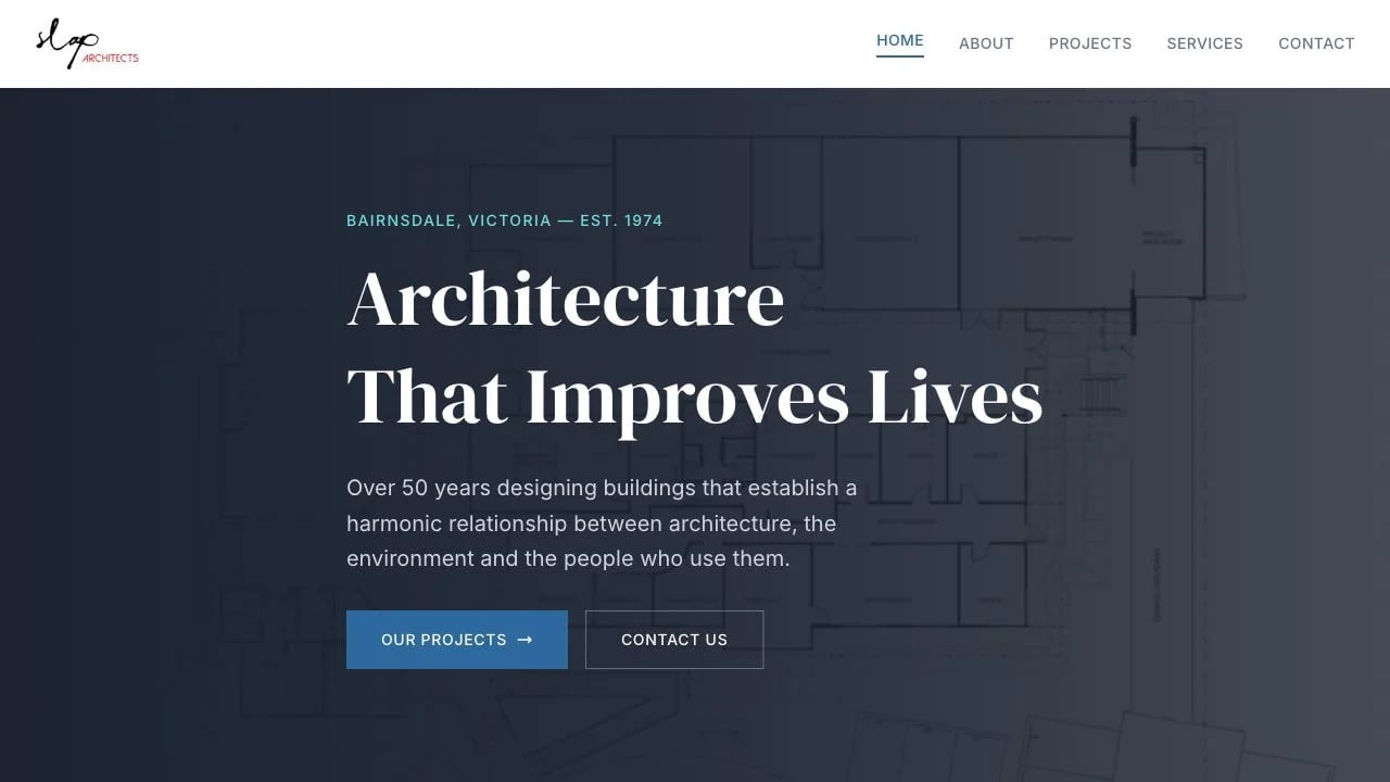 SLAP Architects website redesign concept
