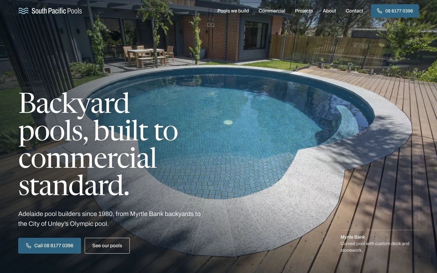 South Pacific Pools website redesign concept