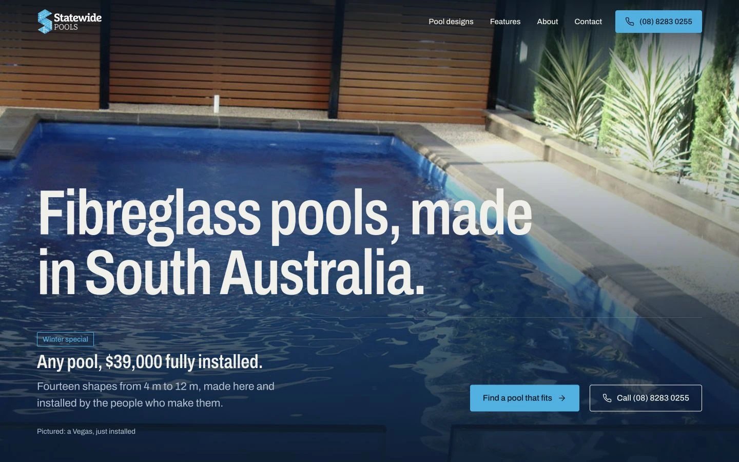 Statewide Pools website redesign concept
