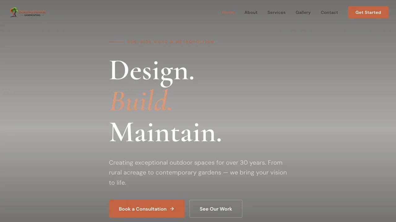 Stringybark Landscaping website redesign concept