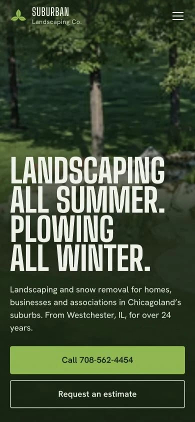Suburban Landscaping Company concept at mobile width