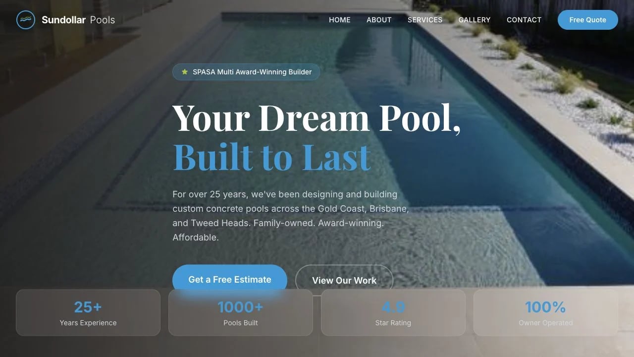 Sundollar Pools website redesign concept