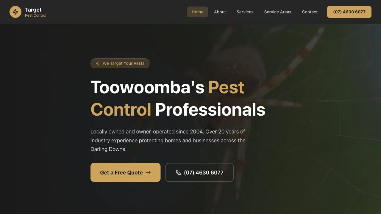 Target Pest Control website redesign concept
