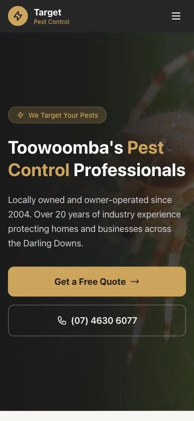 Target Pest Control concept at mobile width