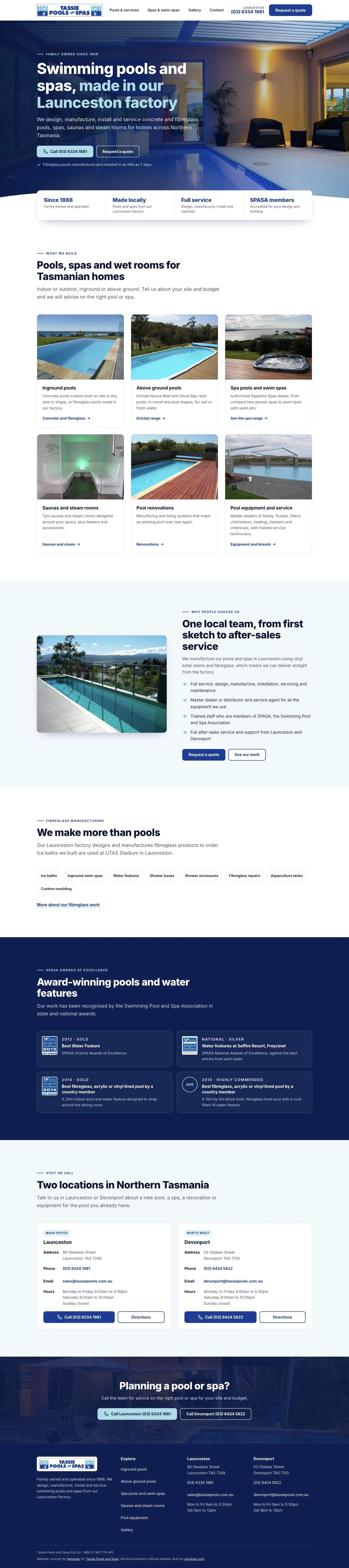 Tassie Pools and Spas — vendrato concept
