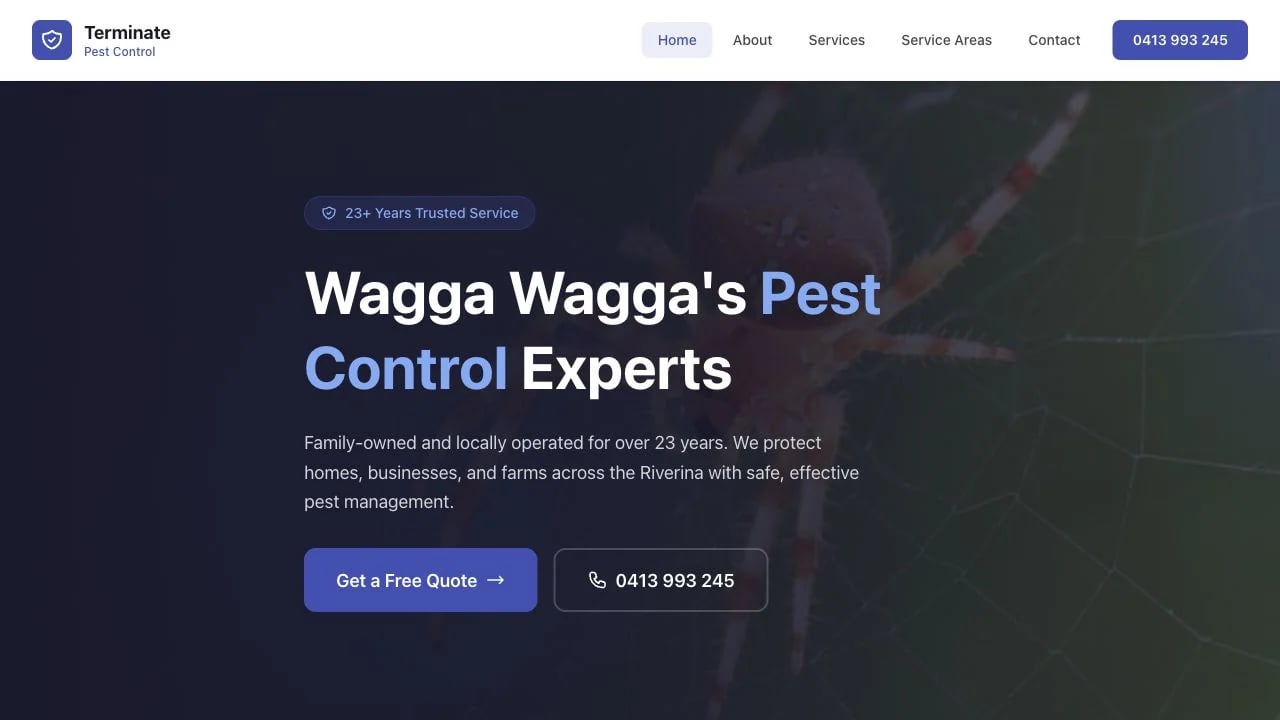 Terminate Pest Control website redesign concept