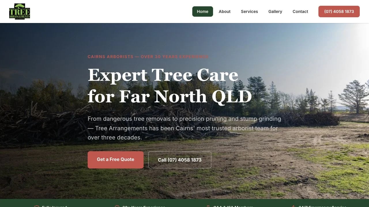 Tree Arrangements website redesign concept