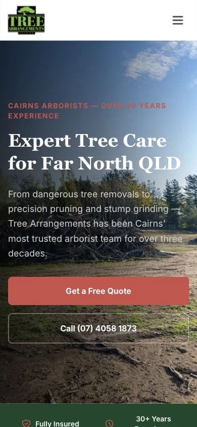 Tree Arrangements concept at mobile width