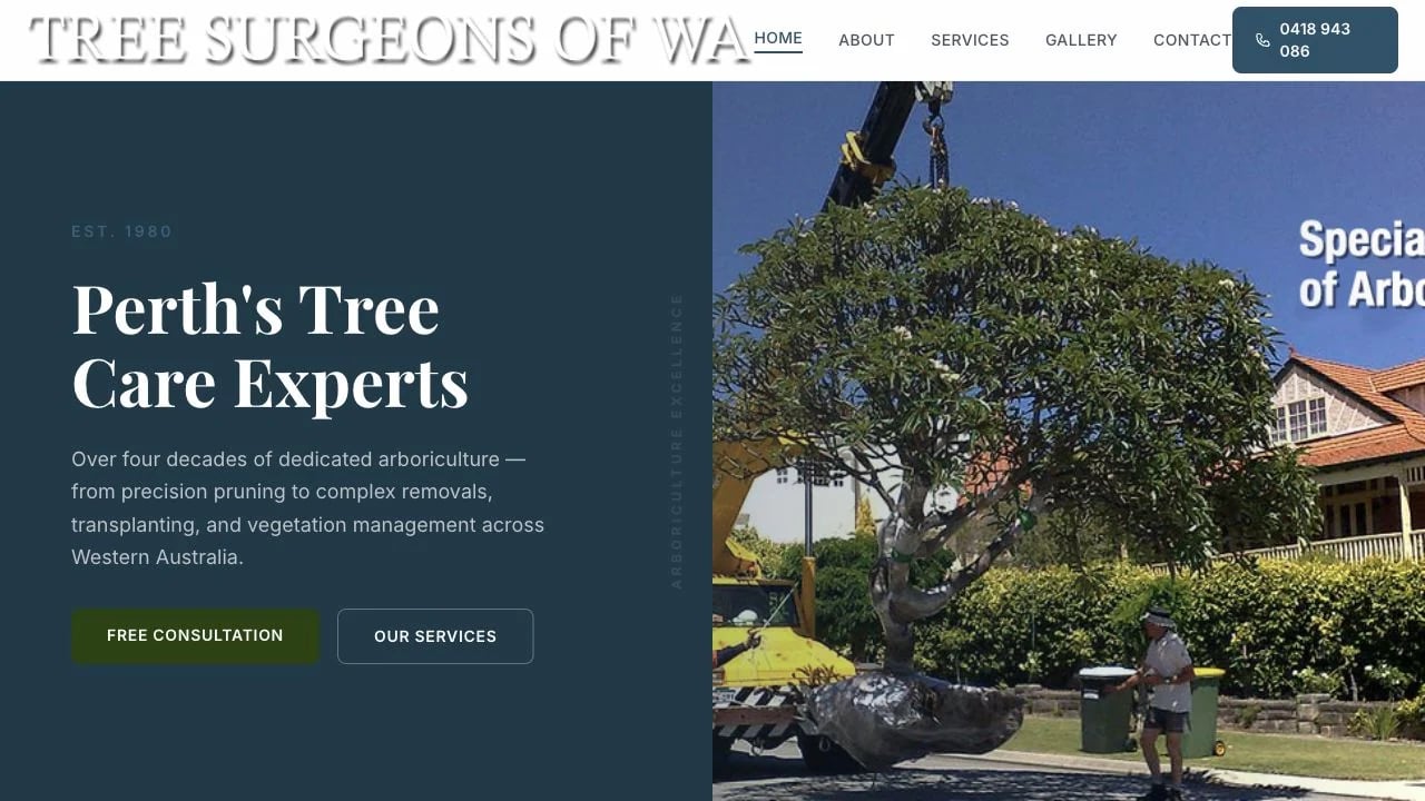 Tree Surgeons of WA website redesign concept