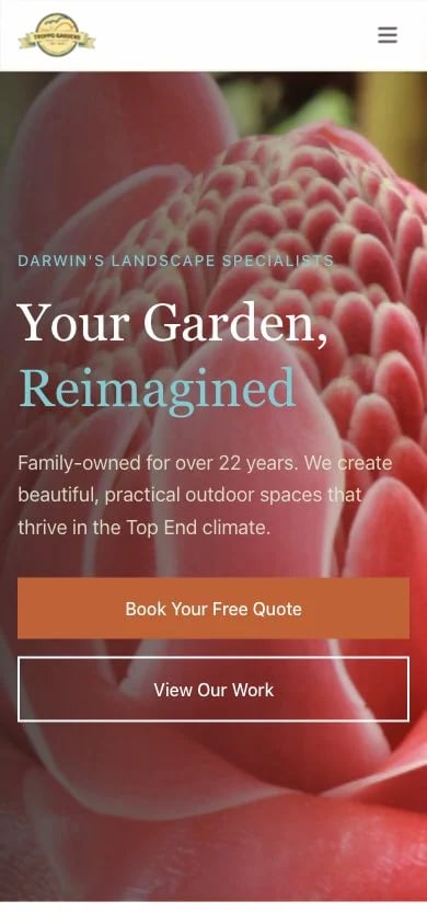 Troppo Gardens concept at mobile width