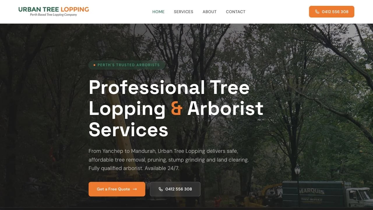 Urban Tree Lopping website redesign concept