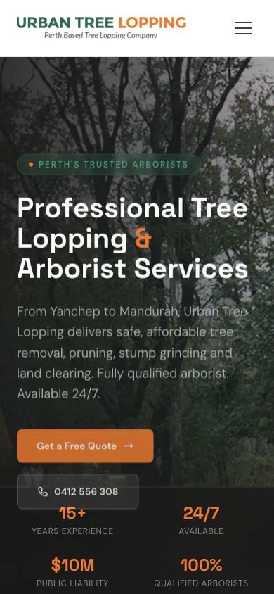 Urban Tree Lopping concept at mobile width