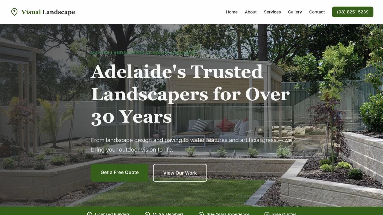 Visual Landscape Gardening website redesign concept