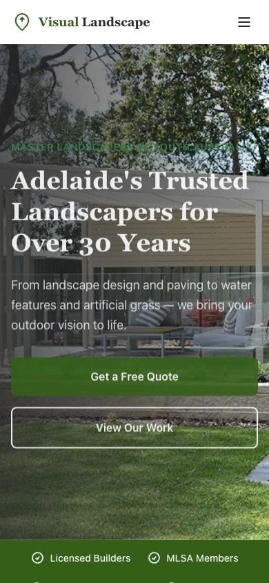 Visual Landscape Gardening concept at mobile width