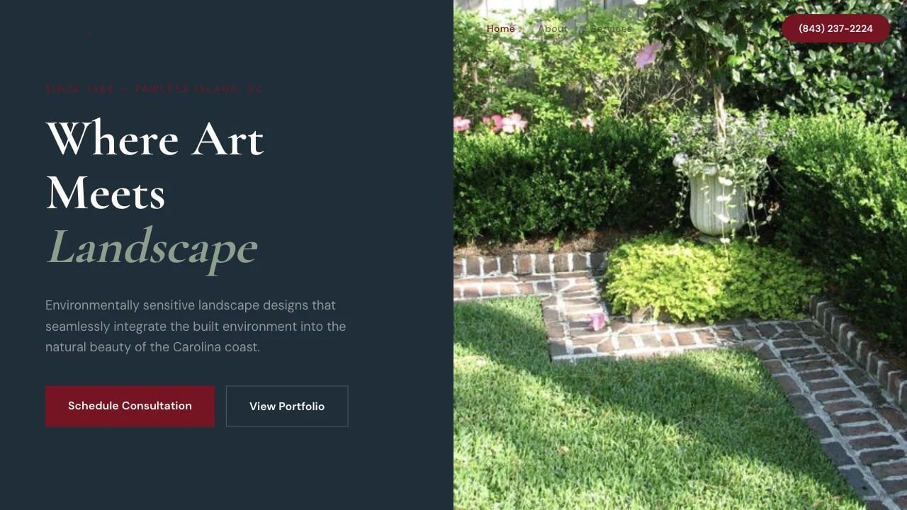 Waccamaw Landscaping & Construction website redesign concept