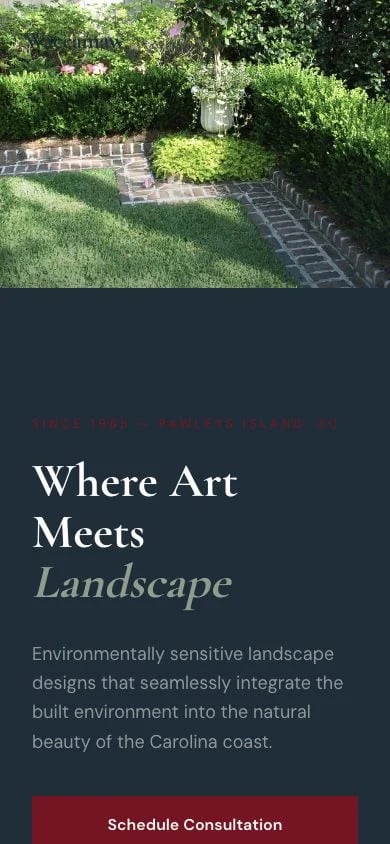 Waccamaw Landscaping & Construction concept at mobile width
