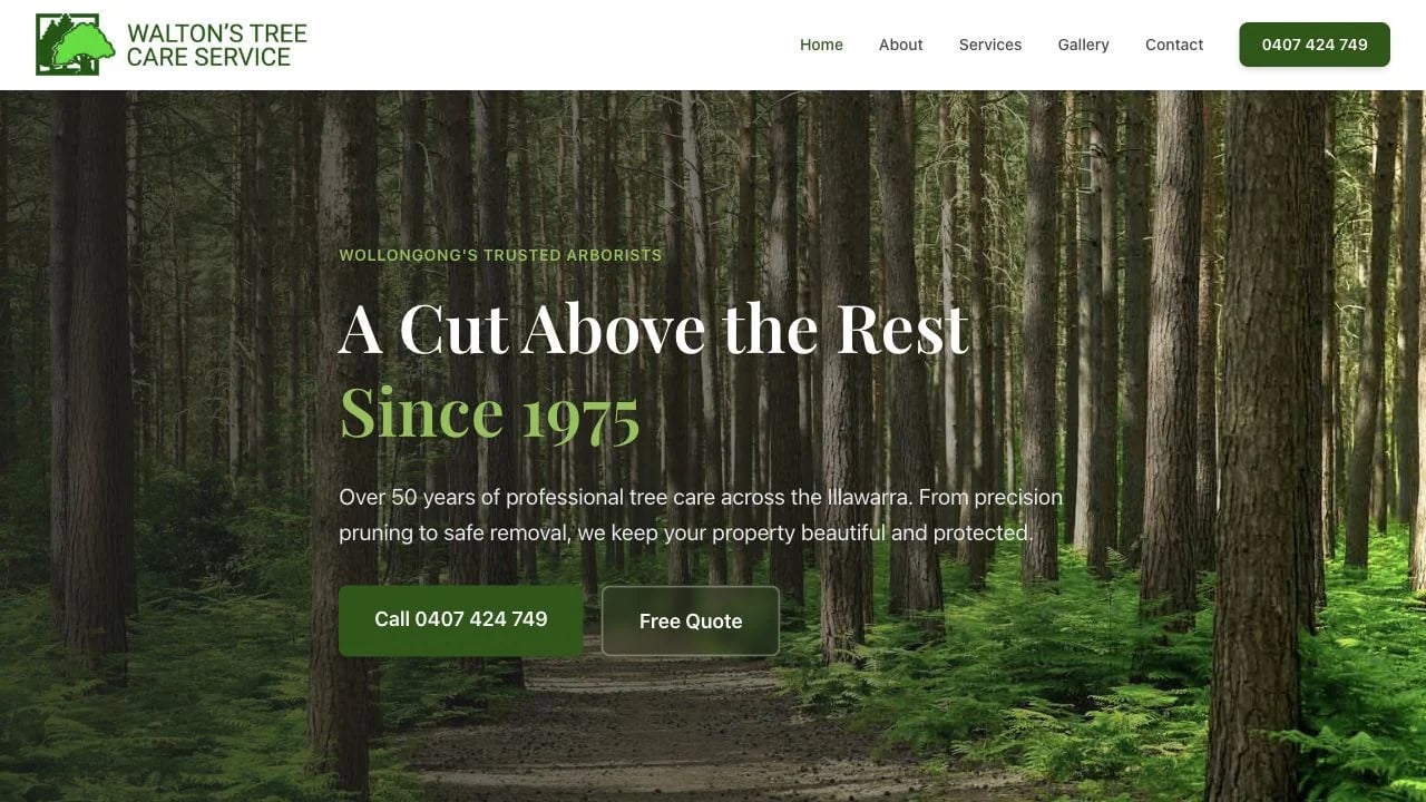 Walton's Tree Care Service website redesign concept