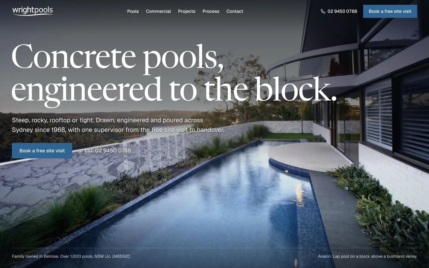 Wright Pools website redesign concept