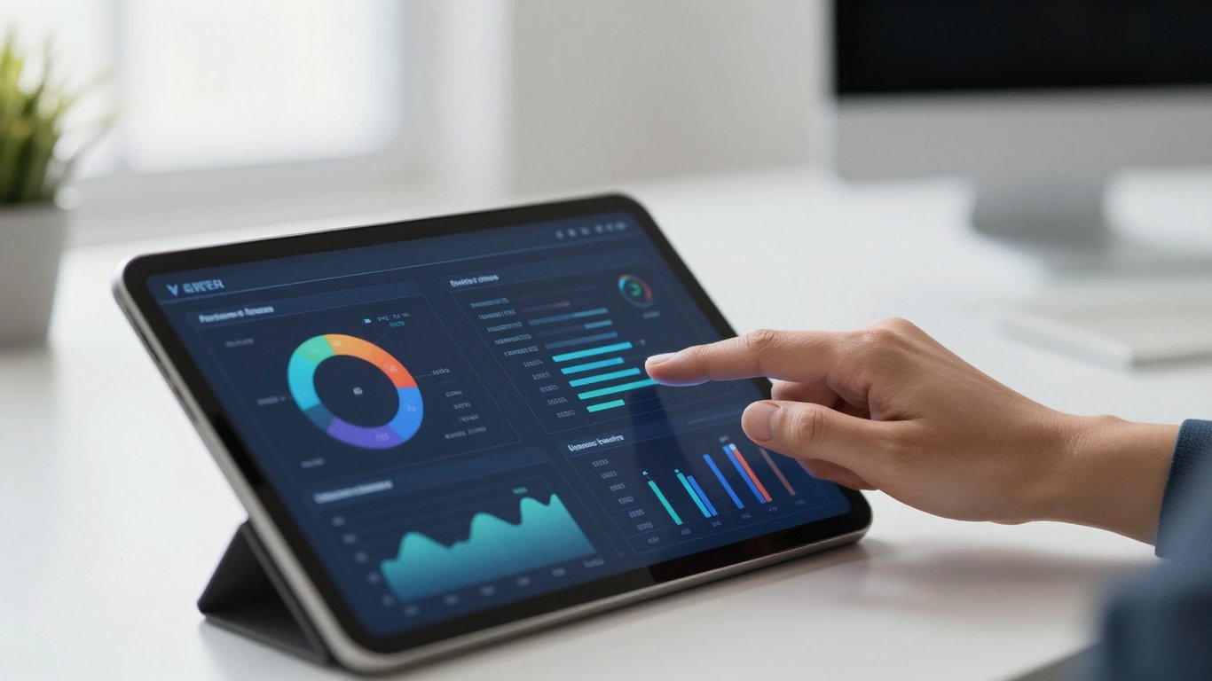 Tabletten interaktif veri analizi yapan profesyonel