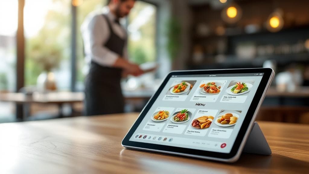 2026'da dönüşüm odaklı restoran web sitesi için modern, dijital menü ekranı.