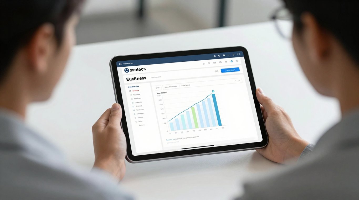 Karar verici mekanizma temsilcisi tableti üzerinden kişiselleştirilmiş bir firma tanıtım mailini inceliyor