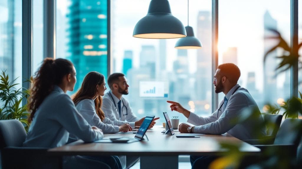 Sağlık turizmi web sitesi kurulumu için dijital strateji geliştirme toplantısı.