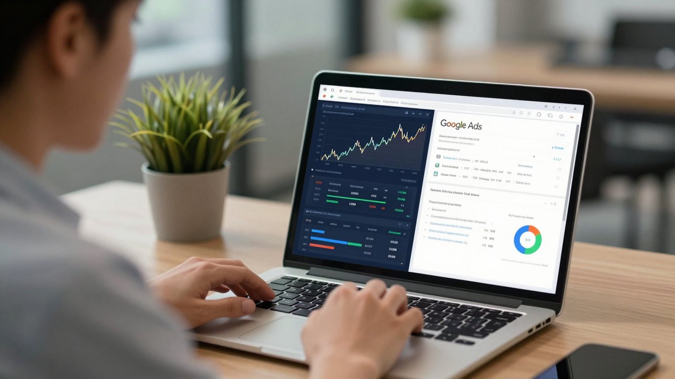 Stratejist reklam paneli verilerini ve finansal grafikleri analiz ediyor