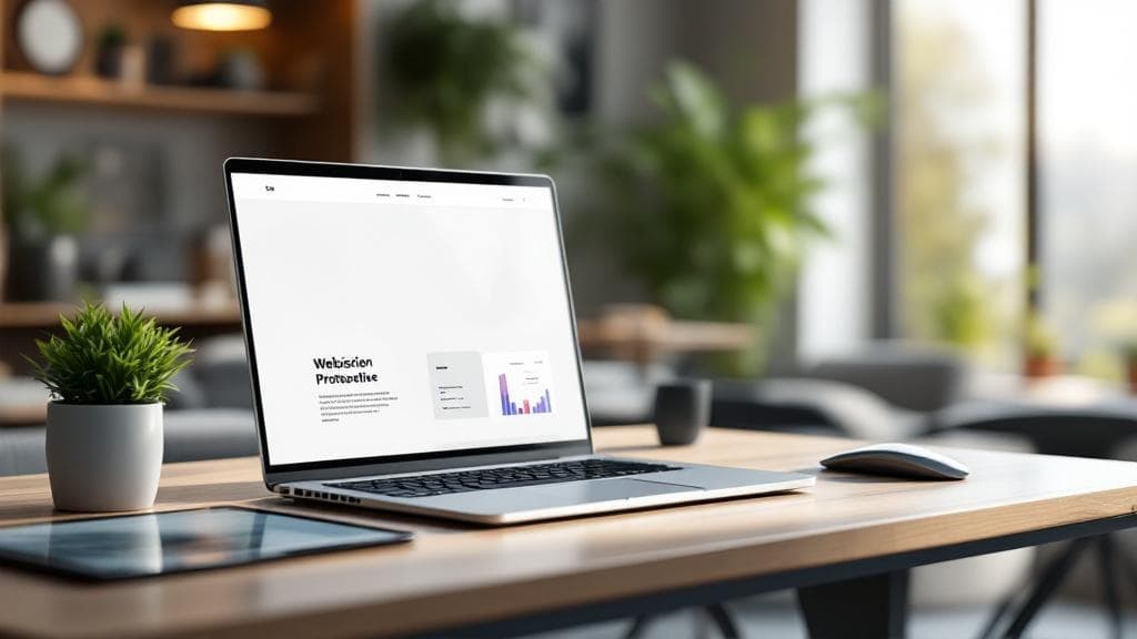 2026 web tasarım fiyatları, modern ofis ve teknoloji araçlarını gösteren bir masa.