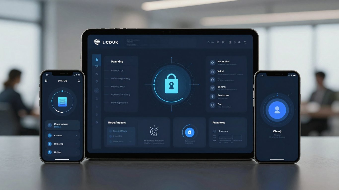 Modern bir fintek arayüzü ve güvenlik odaklı dijital bankacılık paneli