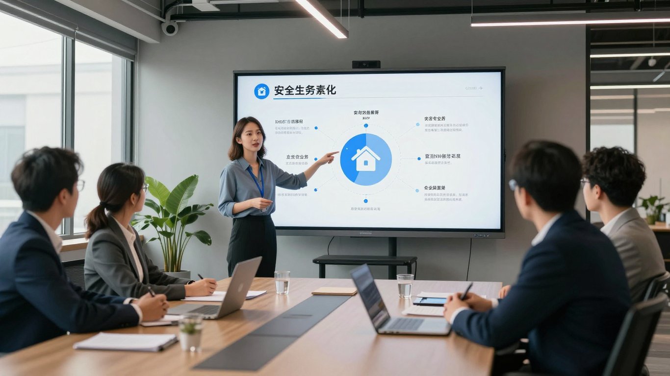 Modern bir ofiste profesyonel marka stratejisi sunumu yapan uzmanlar