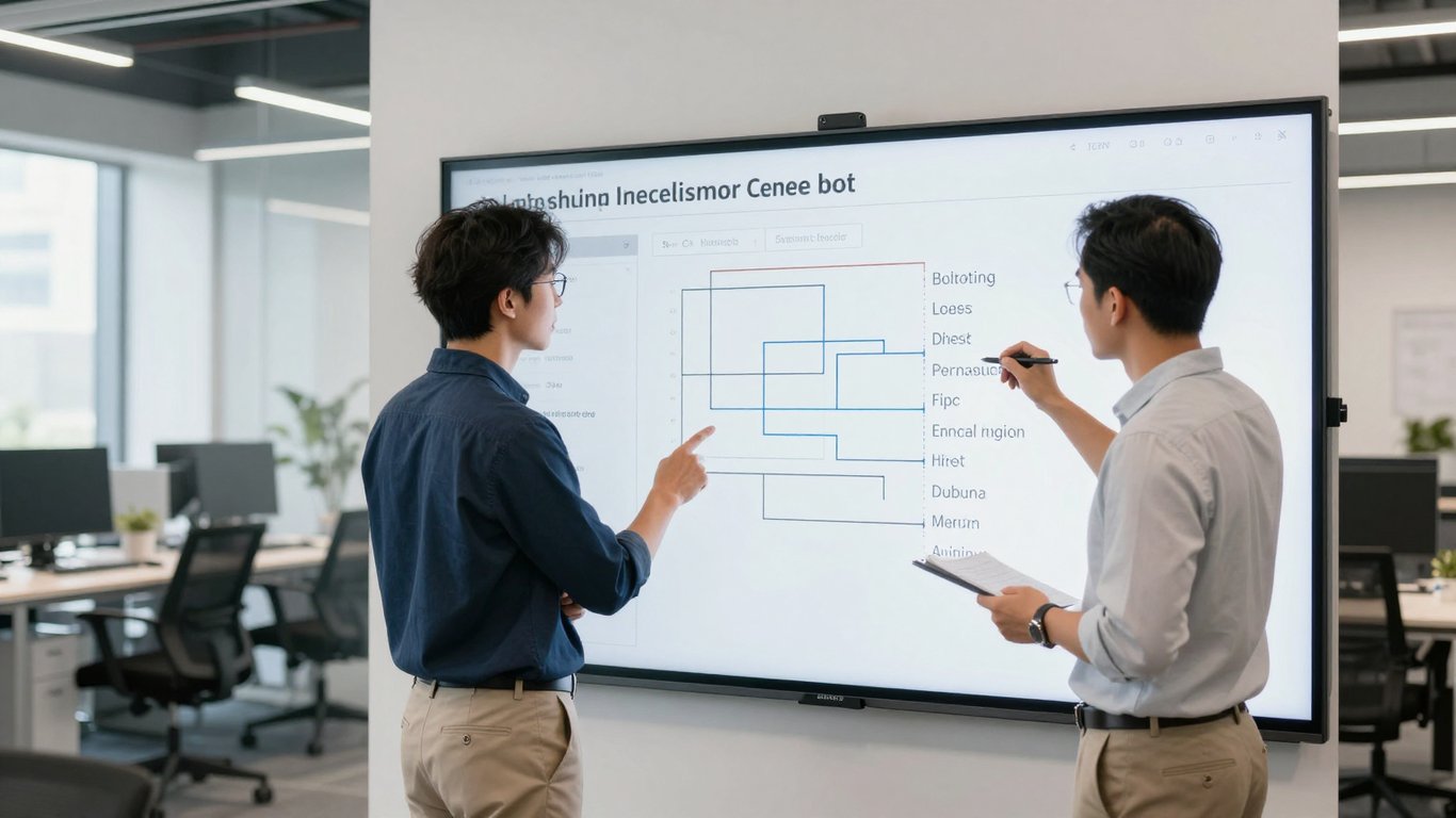 İki pazarlama uzmanı niyet verisi ve satış hunisini analiz ederken