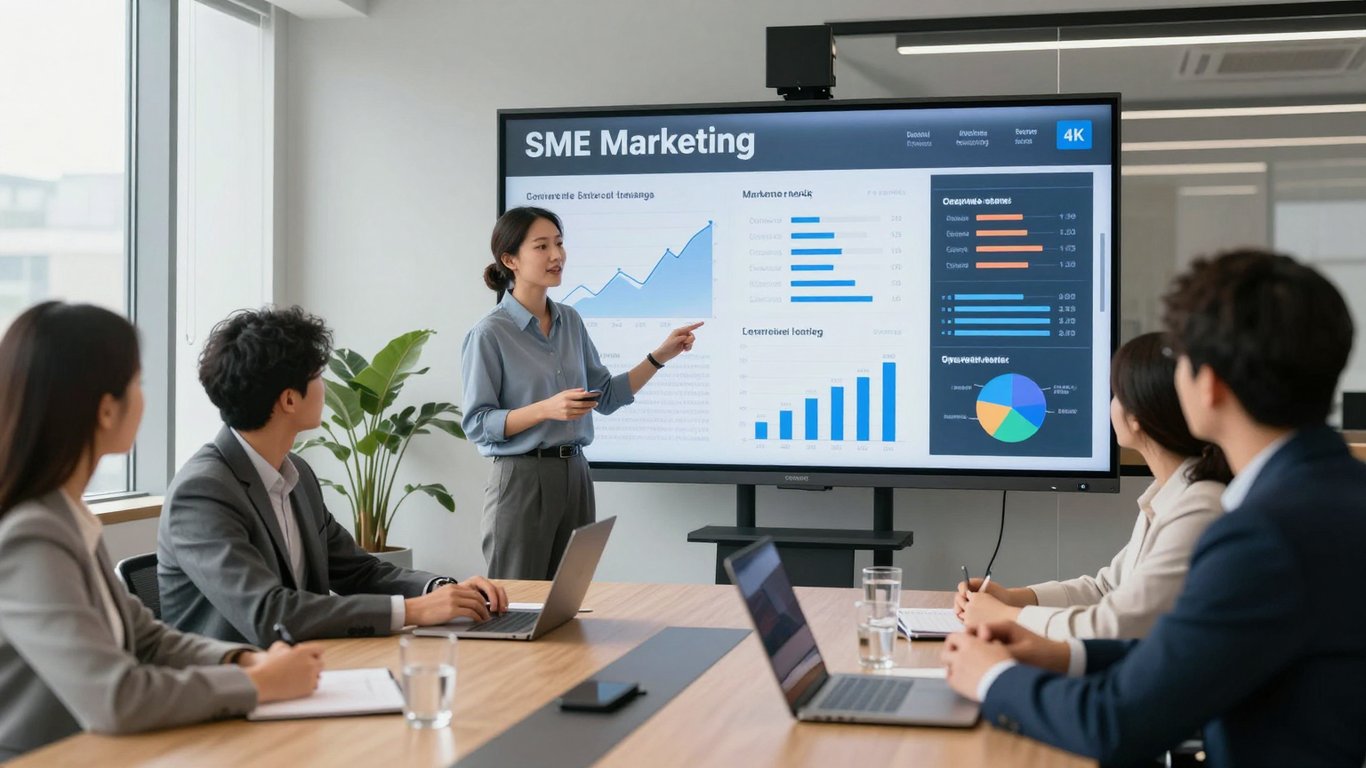 Şeffaf raporlama sunumu yapan dijital pazarlama uzmanı ve işletme sahipleri