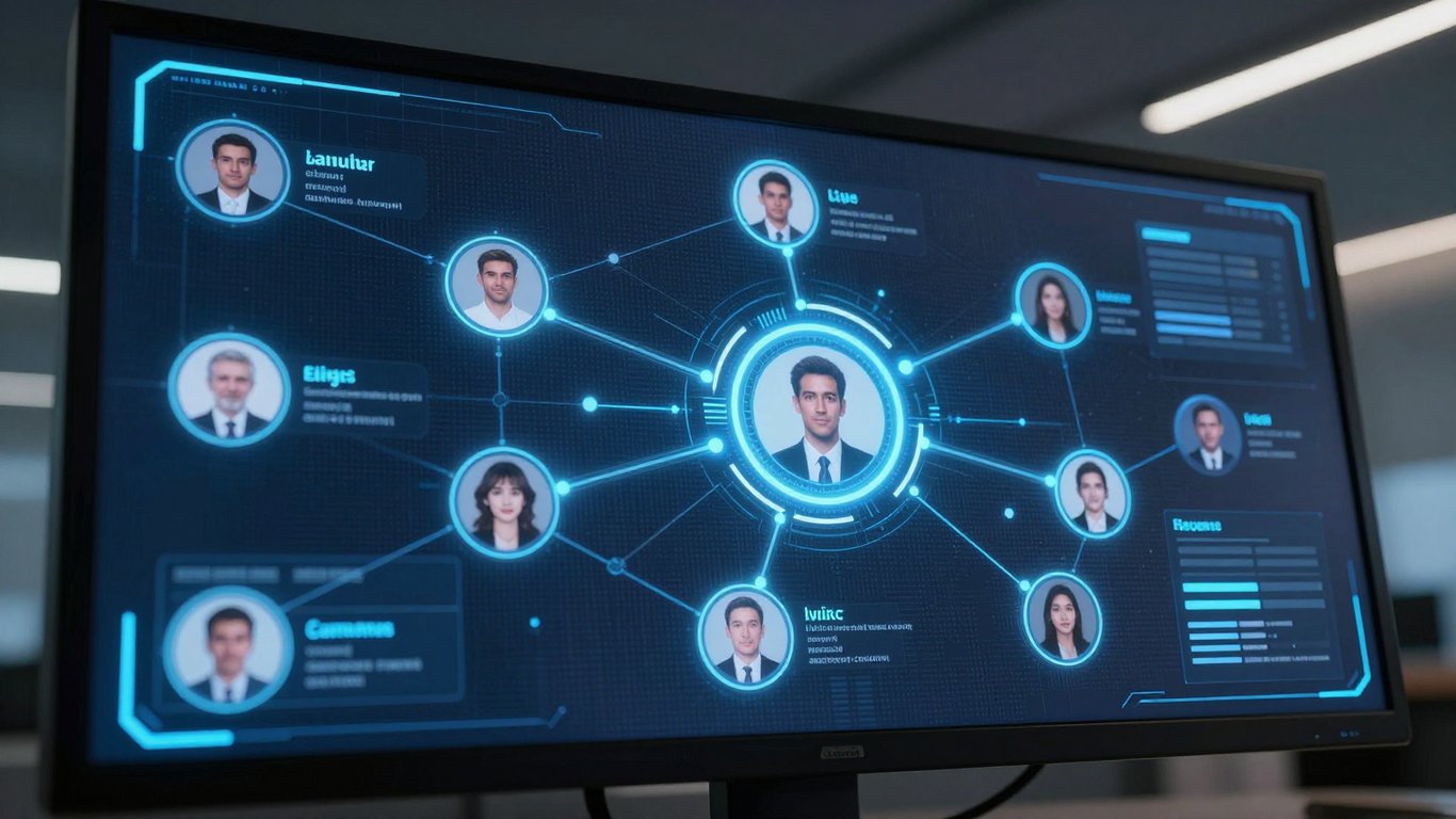 CRM verilerinin dijital reklam ekosistemiyle entegrasyonunu temsil eden veri ağı görseli