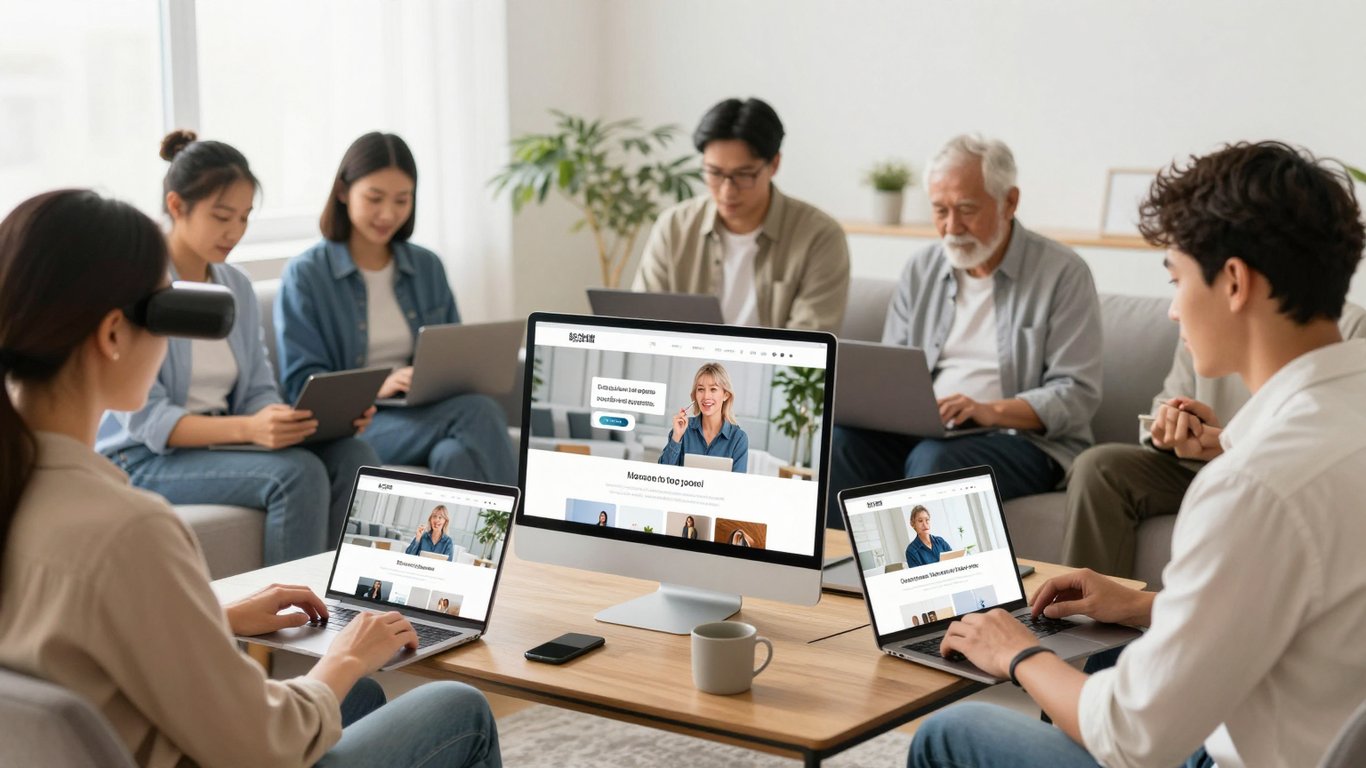 Farklı kullanıcı gruplarının erişilebilir bir web sitesini kolayca kullandığı kapsayıcı dijital ortam