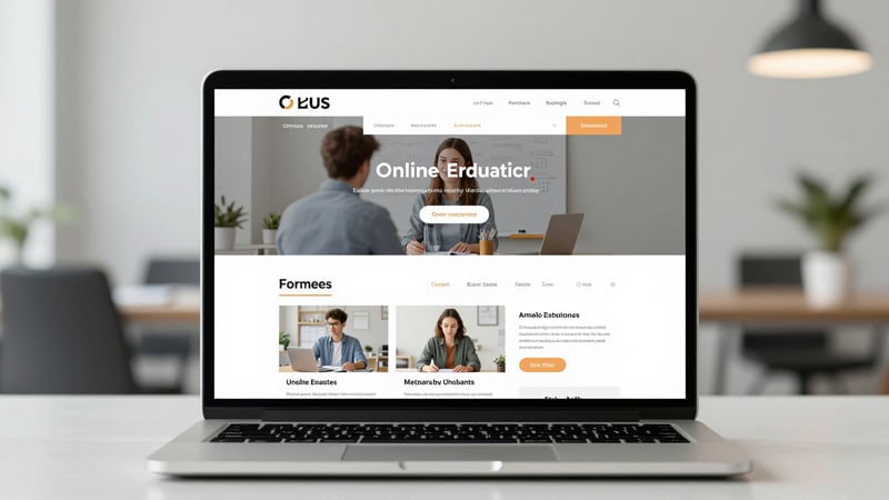 Modern bir online eğitim platformu web sitesi arayüzü laptop ekranında