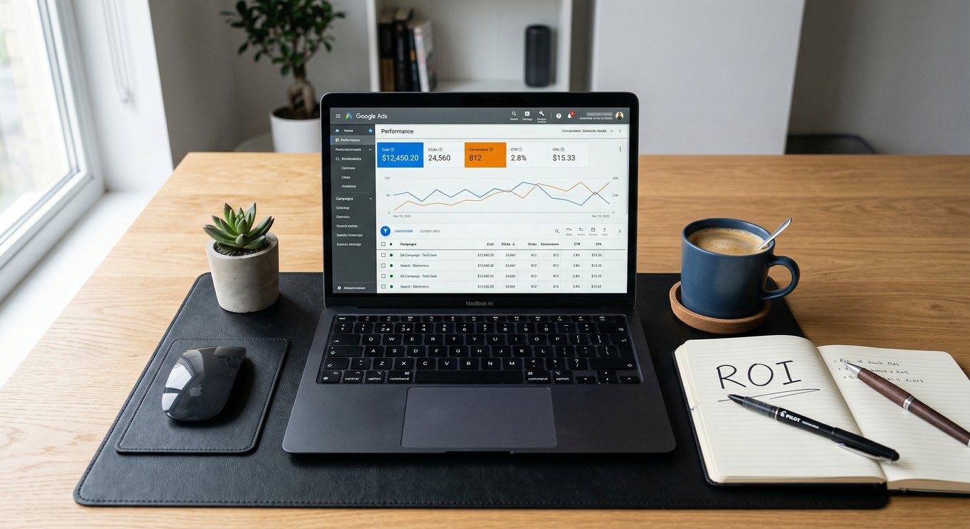 Google Ads performans paneli ve ROI odaklı çalışma alanı