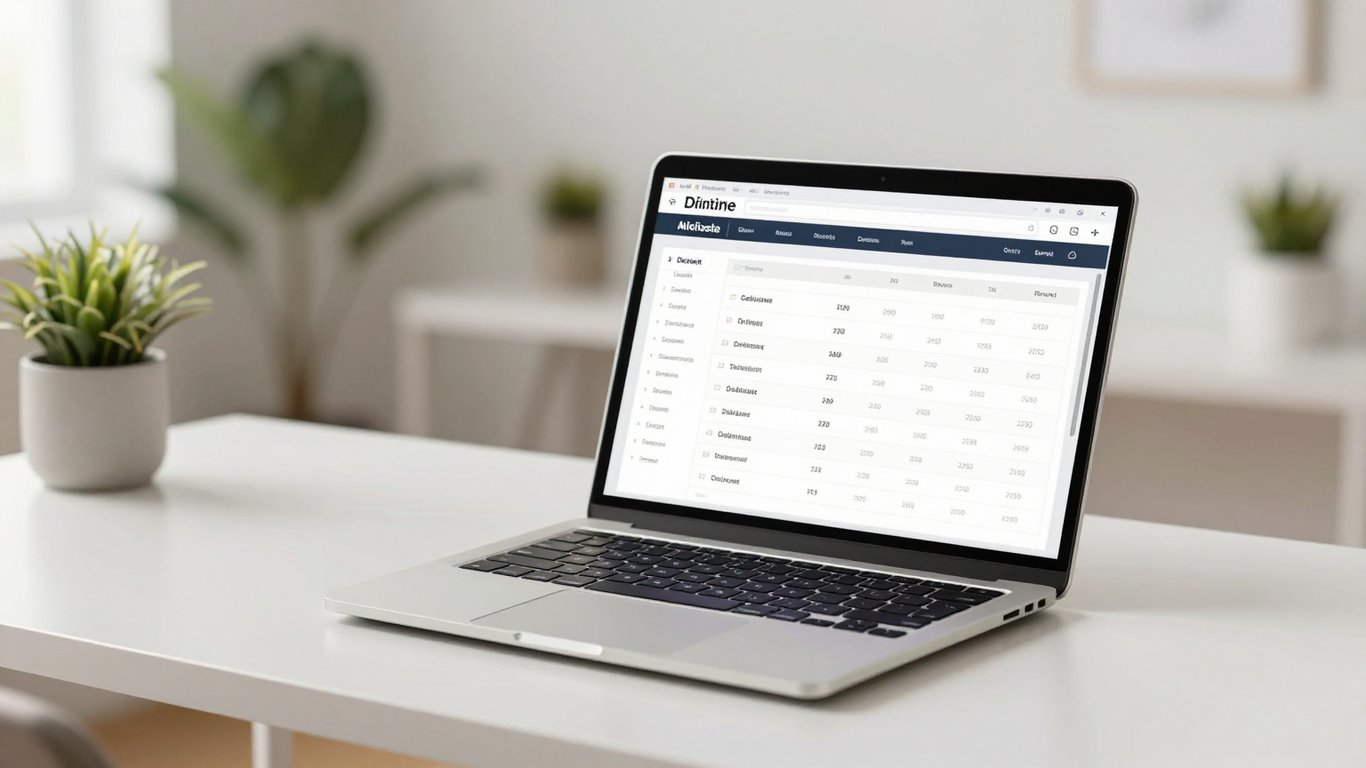 Modern bir ofis ortamında dizüstü bilgisayarda görüntülenen etkileşimli fiyat hesaplayıcı tasarımı
