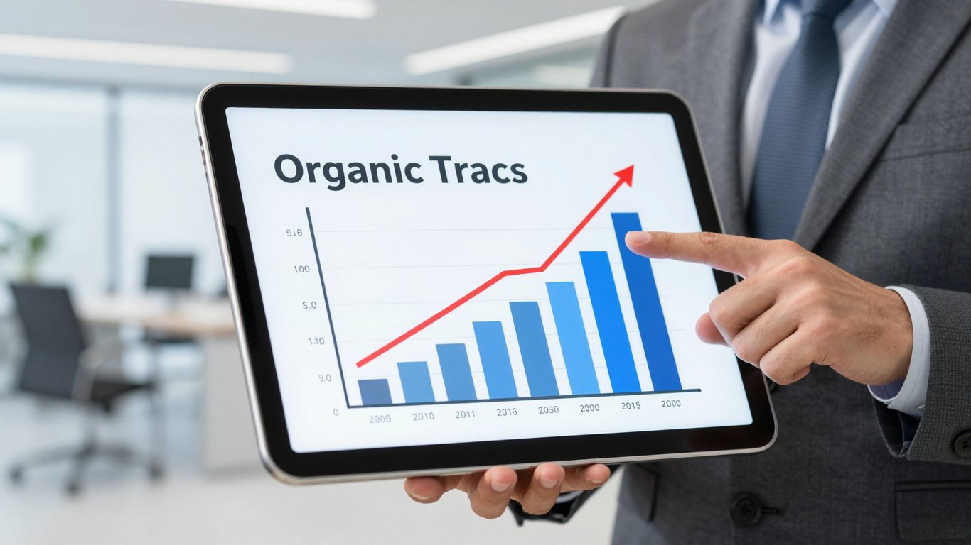 SEO uzmanı organik trafikteki artış grafiğini gösteriyor