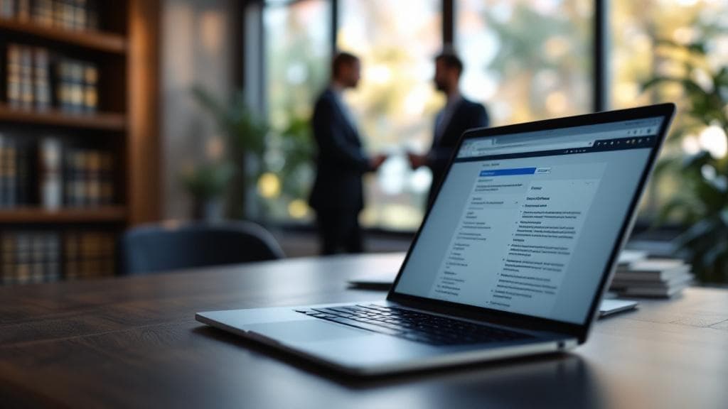 Hukuk büroları için dijital görünürlük ve SEO stratejileri odaklı modern ofis ortamı.