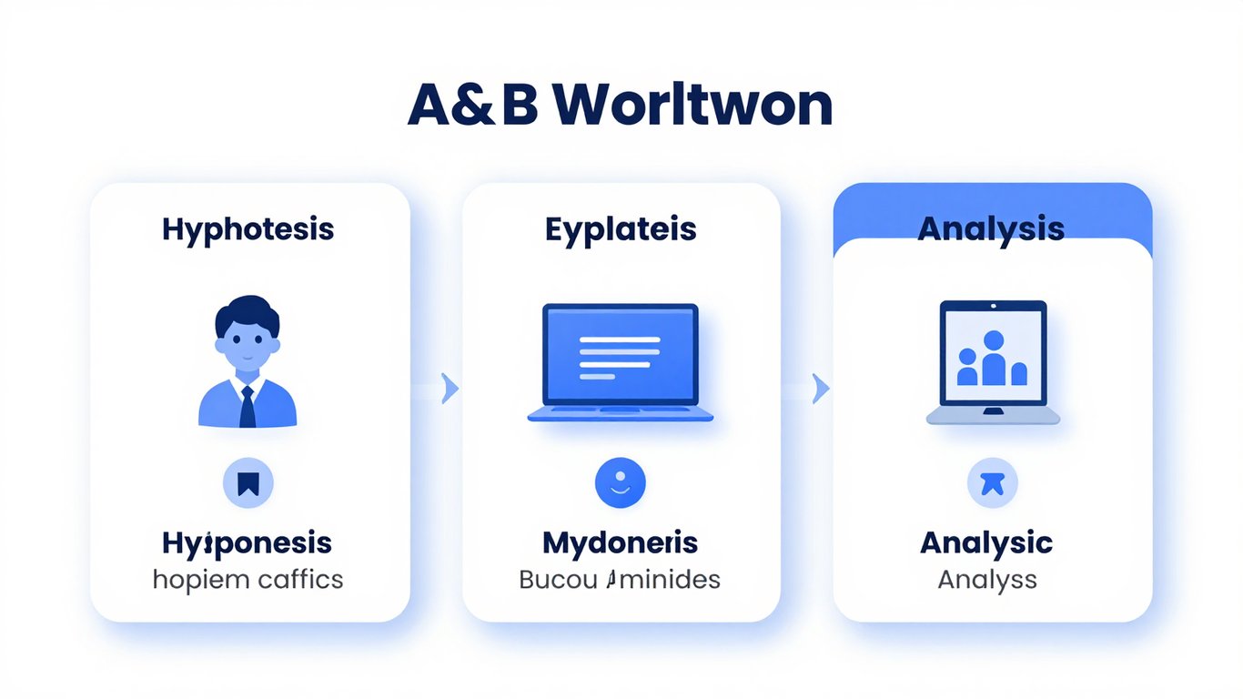 A/B testi iş akışını gösteren profesyonel infografik