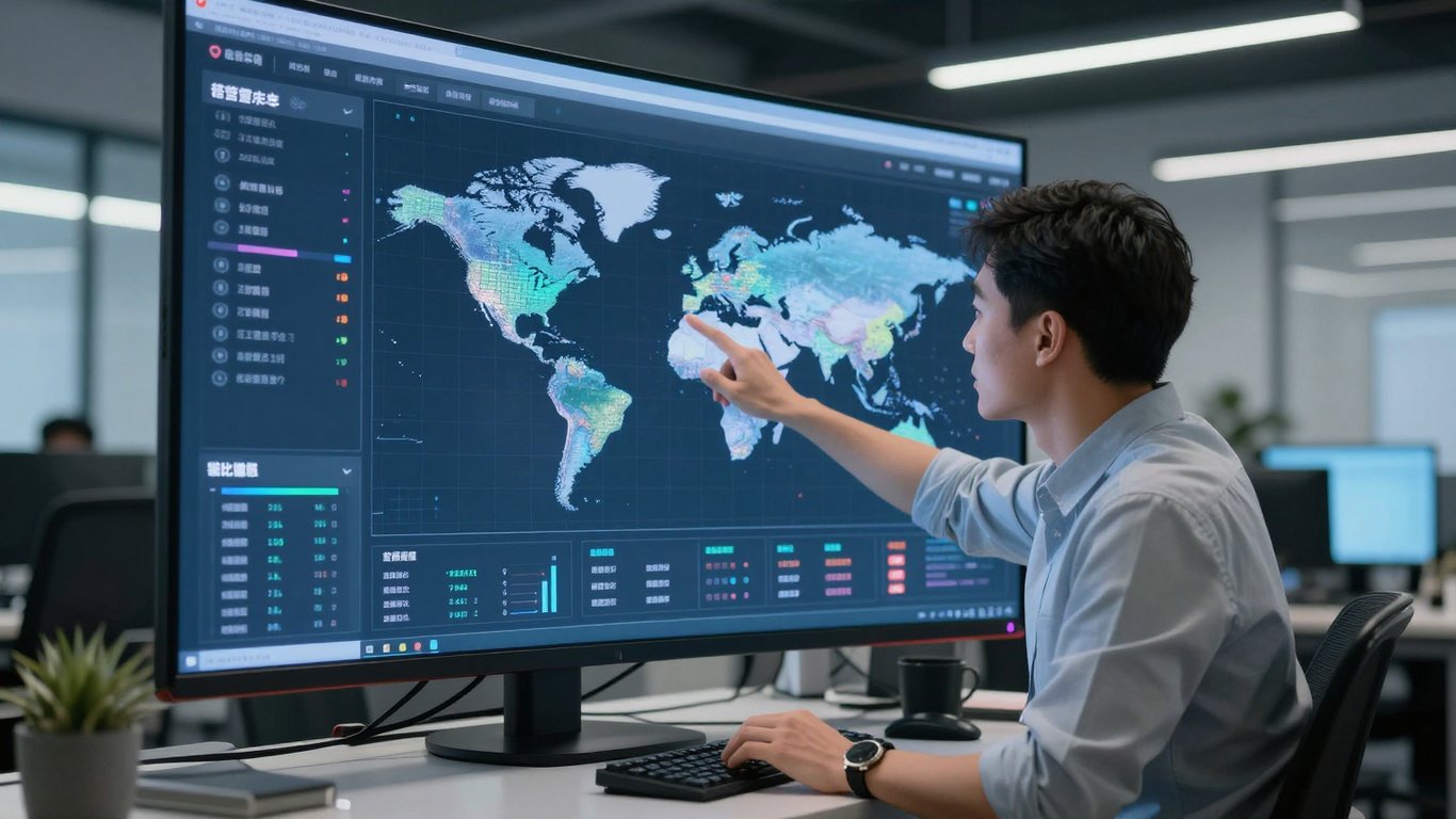 Global pazarlama verilerini analiz eden profesyonel uzman