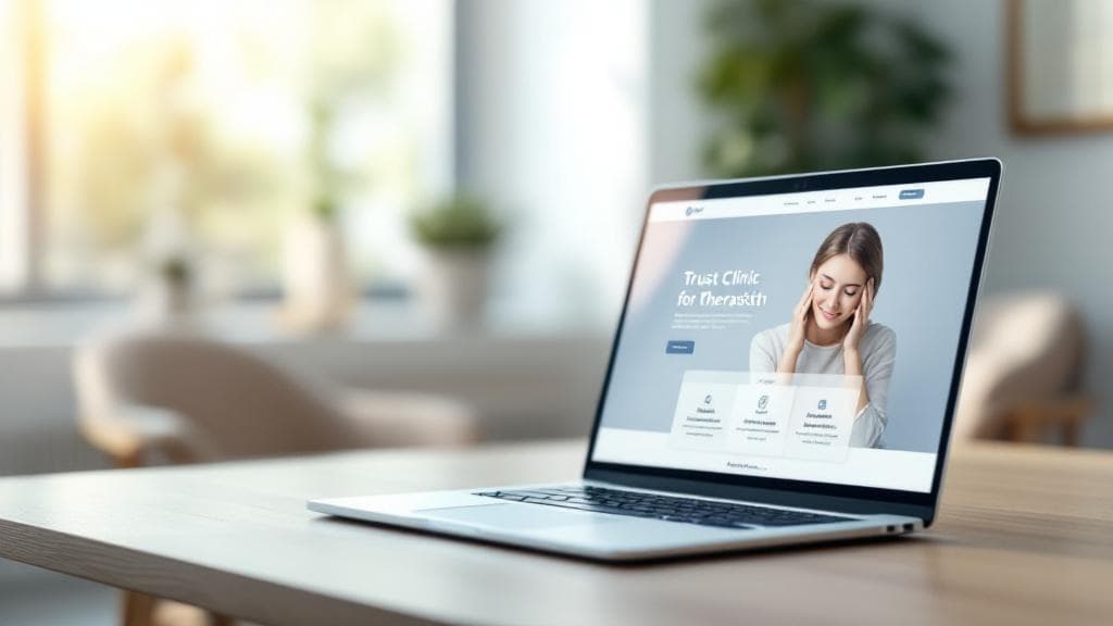 Psikolog web tasarımı güven veren modern dijital klinik görünümü.